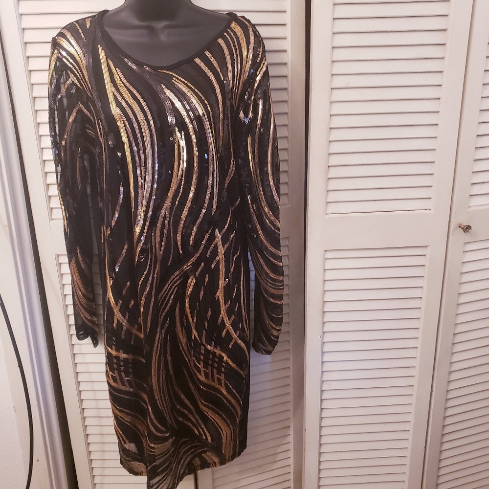 Black & Gold Sequin Dress